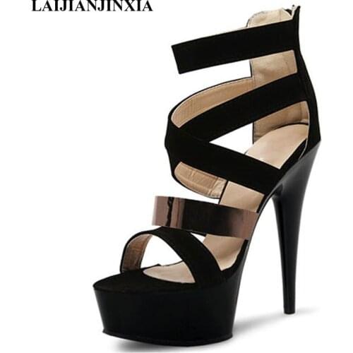 LAIJIANJINXIA New Sexy 15CM High-Heeled Sandals Nightclub Dance Shoes Pole Dancing Shoes Model High Heels Womens Shoes