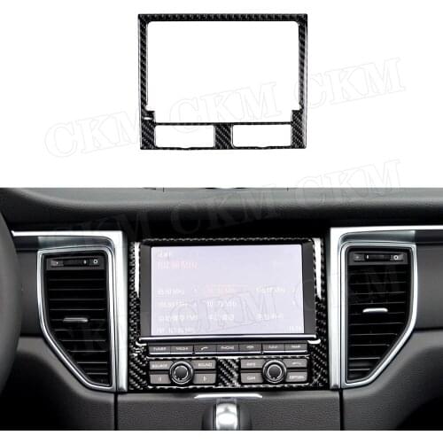 Carbon Fiber Car Dashboard Navigation Control Panel Trim Frame Cover Sticker For Porsche Macan 2015-2018