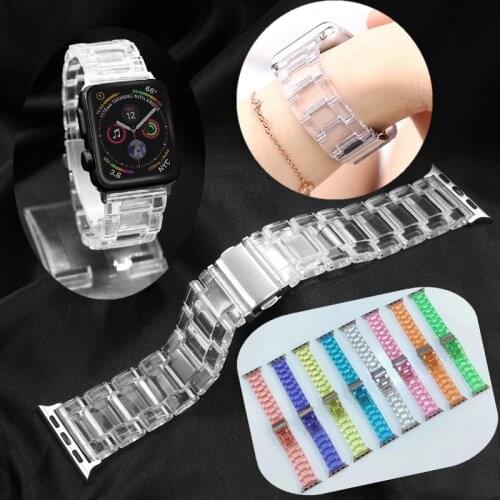 Plastic Smart Watch Band for Apple Watch Series 5 4 3 2 1 Colorful Transparent Watch Strap for IWatch 38mm 40mm 42mm 44mm Correa