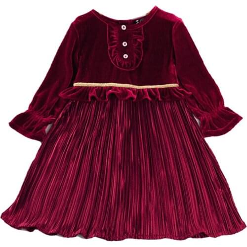 2021 New Girls Dress Long Sleeve Spliced Princess Dress With Velvet Children Costume Spring School Clothing Baby Dress Vestidos