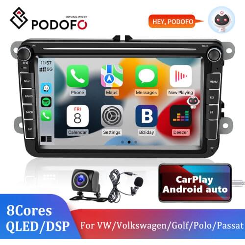 Podofo 2din car radio Android 8.1 For VW/Volkswagen/Golf/Polo/Passat/b7/b6/SEAT/leon/Skoda 8" inch 2 DIN GPS Wifi SD auto stereo