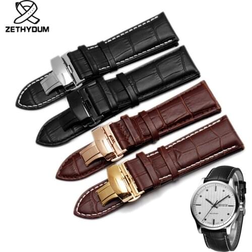 22mm 23mm 24mm 26mm 28mm big width Black brown Mens Alligator Genuine Leather Watch Strap Band bracelets free shipping