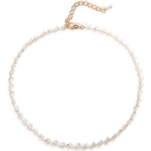 1pc Fashion Women Choker Necklace Rhinestone Decor Choker Chain Bead Clavicle Chain Jewelry Accessories