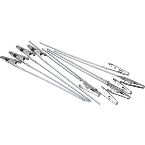 10pcs 4.7" Length Metal Alligator Clips Non-insulated Electric Test Crocodile Clamps Silver Tone