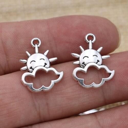 10pcs Antique Silver Cloudy Charm Pendants for Jewelry Making Bracelet DIY Accessories 20x17mm