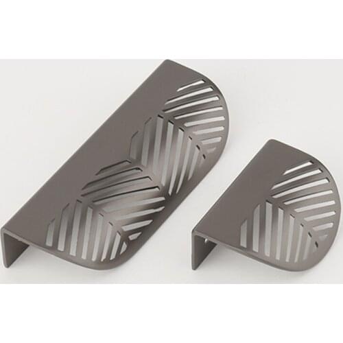 2 Piece Zinc Alloy Leaf Shaped Handle Golden/Grey Cupboard Kitchen Gold/Grey W/Screws Simple Nordic Style Pulls W/Screws
