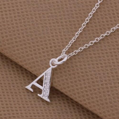 2016 Fashion Silver color pendant necklace with zircon letter A nice gift for woman for top quality jewelry factory price