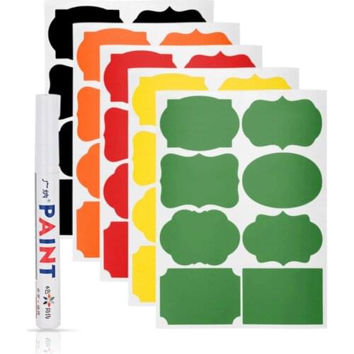 40pcs Colorful Chalkboard Board Spice Stickers Kitchen Jam Jar Organizers Label Stickers Blackboard Sticker With Oily Pen