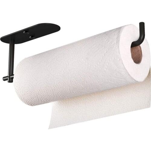 Paper Towel Holder Under Cabinet- Self Adhesive Or Drilling,Black Paper Towel Holder Wall Mount For Kitchen, Bathroom-ABUX