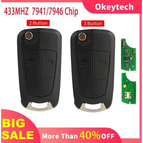Okeytech 433MHz Remote Key for Opel/Vauxhall Astra H 2004-2009 Zafira B 2005-2013 Vectra C 2002-2008 Signium PCF7946 PCF7941