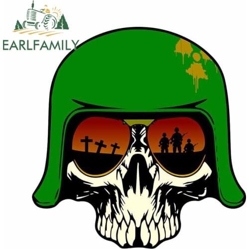 EARLFAMILY 13cm x 12.3cm for The Soldiers Skull Car Stickers Motorcycle Creative Scratch-proof Auto Decal Custom Printing Decal