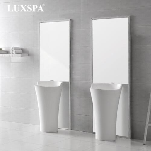 European Design Solid Surface Basin Pedestal Artificial Stone Basin Matt White Resin Stone Basin