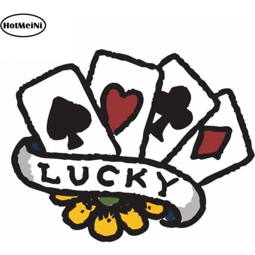 HotMeiNi 13cm x 10.4cm for LUCKY Poker DIY Motorcycle Car Stickers Custom Printing Fashion Occlusion Scratch 3D Window Decal