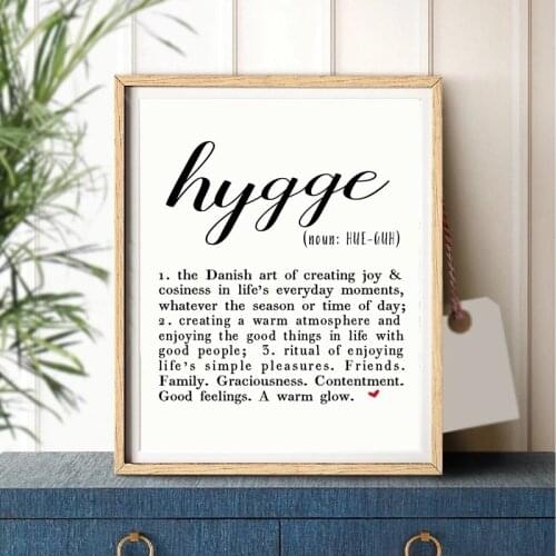 Hygge Print Definition Scandinavian Poster Modern Minimalist Inspirational Quotes Canvas Painting Wall Art Picture Home Decor