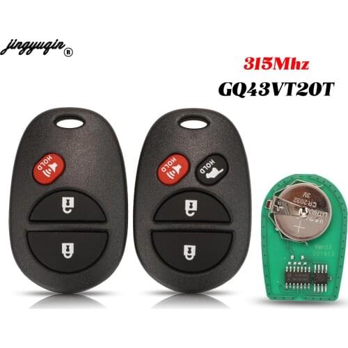 Jingyuqin 3/4 Buttons For Toyota Tacoma Tundra Highlander Sequoia Sienna 2008-2012 Smart Remote Car Key 315Mhz FOB GQ43VT20T