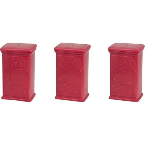 EWs Kitchenware Acrylic Fuchsia Tea Coffee Candy Jar 2 Jar + 1 Jar