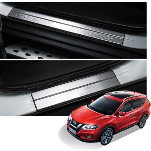 LFOTPP Car Stainless Steel Door Sill Cover For X-Trail T32 2018 2019 2020 Door Sill Trim Strip Auto Interior Accessories 4 Pcs