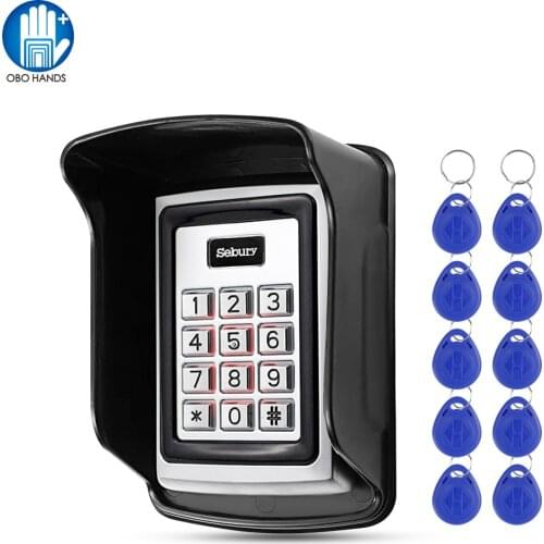 Metal RFID Access Control Keypad 125KHz Standalone Access Controller with Waterproof Cover Case And 10pcs Keyfobs RFID Cards