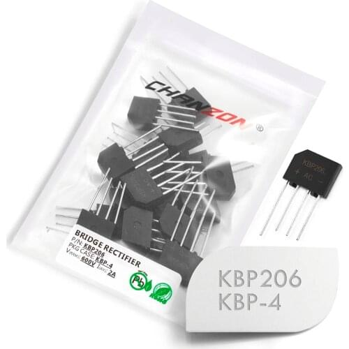 20 Pcs KBP206 Bridge Rectifier Diode 2A 600V KBP-4 (SIP-4) Single Phase Full Wave 2 Amp 600 Volt KBP 206 Silicon