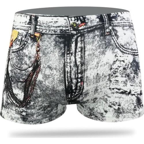 Denim Print Boxers MenS Sexy Fashion Dollar Pocket Cotton Comfortable Boxer Shorts Briefs Mens Hot Jeans Pattern Swim Panties
