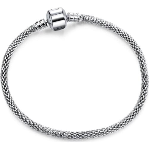 New European High Quality Original Snake Chain Classic Pandora Bracelet Bangle Trendy Jewelry for Women Girls DIY Jewelry Gift