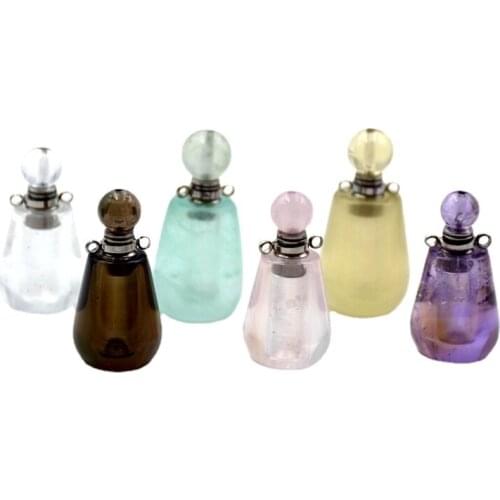 Green Fluorite Perfume Bottle natural Gems stone Pendant amethysts rose quartzs Chakra jewelry Magical Medicine Bottle necklace