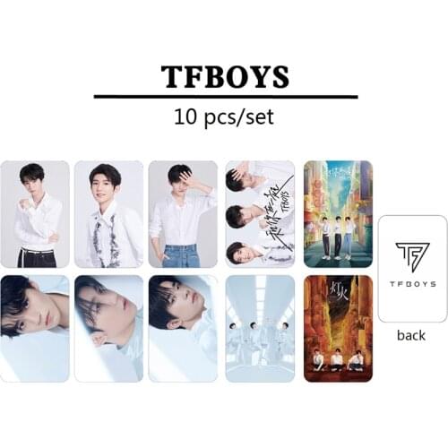 POP Group TFBOYS Anniversary Photocard Double-Sided LOMO Cards Karry Jackson Yee Roy Postcards 10Pcs/Set Fans Collection G77