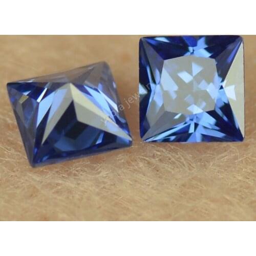 Sale 2x2~12x12mm 5A Deep Blue Tanzanit-e Stone Lab Grown Cubic Zirconia Beads Square Shape Loose CZ Gems Stone For Jewelry