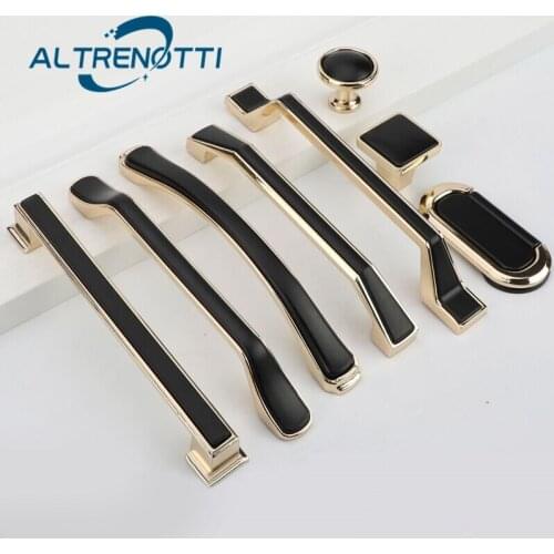 Furniture Cabinet Handle Gold Black Zinc Alloy Wardrobe Kitchen Door Pull Nordic Modern Cupboard Drawer Dresser Knob Hardware