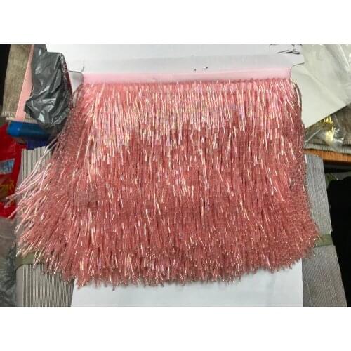 Handmade 15cm wide beaded fringe trimming,5.5yard, about 270 beads threads/yard