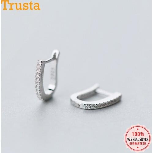 Trusta 100% 925 Real Sterling Silver Hoop Geometric Ear Cuff Clip On Earrings For Women Girl Teen Piercing Earings Jewelry DS964