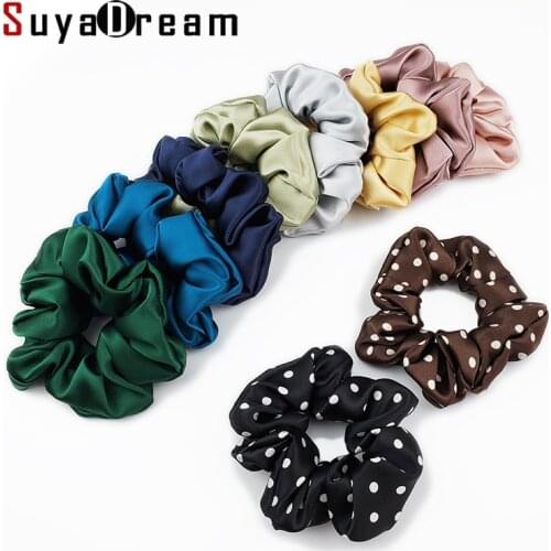 SuyaDream Woman Silk Elastic Hair Bands 19mm 100%Mulberry Silk Solid Solid Hairband Healthy Hair Smoother Headwear