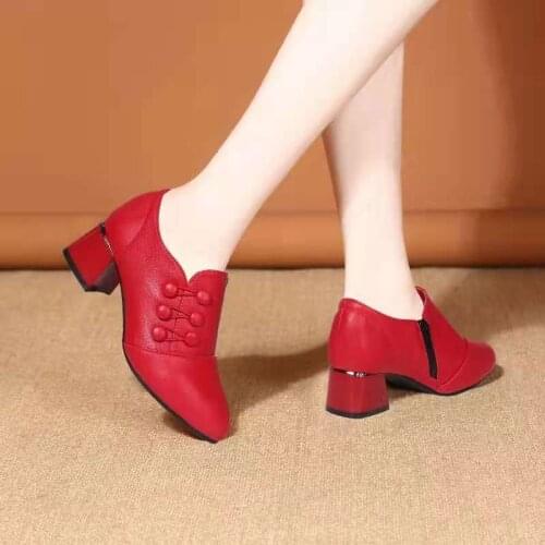 Womens Shoes Fashion 2021 Spring New Set Foot Women Mid Heels Round Head Shoes Outdoor Comfortable Womens Pumps Zapatos Mujer