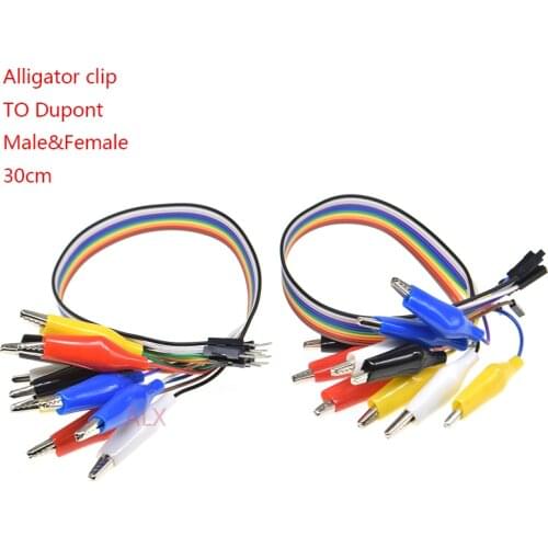 Alligator Clips TO DUPONT WIRE MALE/FEMALE PLUG 30CM Crocodile Wire Jumper cable for Test Lead,For Arduino Raspberry pi Makey