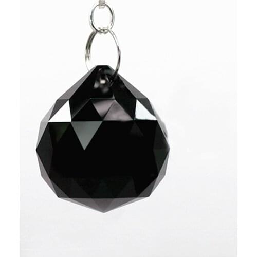 10PCS/lot transparent black 30mm faceted glass crystal balls(Free rings)for chandelier parts,lighting suncatcher pendants