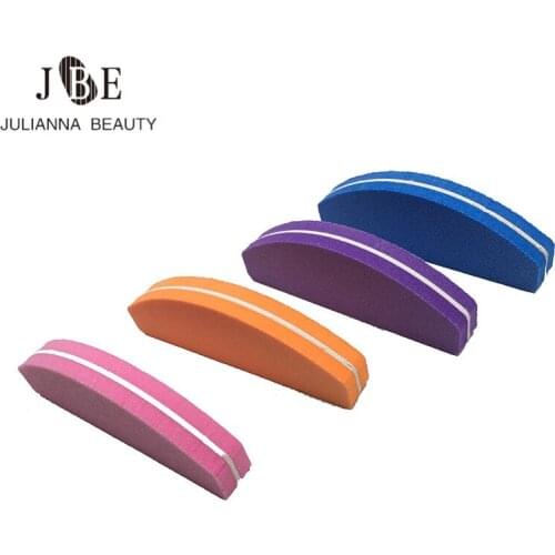20pcs/lot 100/180 Nail File Sanding Polishing Buffer Block UV Gel Manicure Pedicure Tools Colorful Half Moon Nail Files
