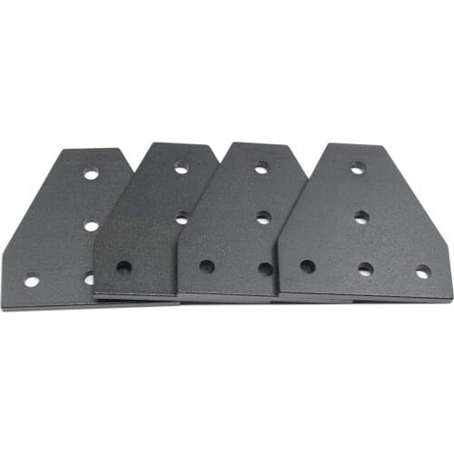 4pcs Surface Anodic Oxidation Black T Shape Corner Bracket Plate 5 Hole Outside Joining Plate for 2020 Series Aluminum Profile