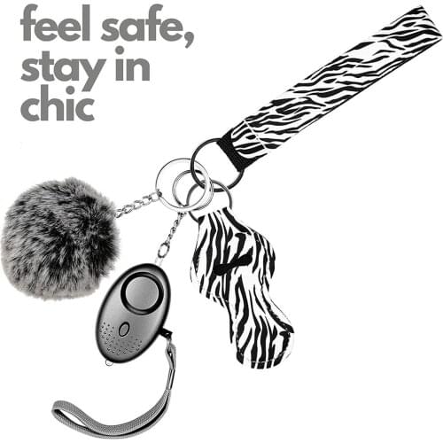 4pcs Self Defense Ring Keychain For Women Portachiavi Donna Alarm Tactical Pen Personal Defence Key Chain Set Girls Gifts Armas