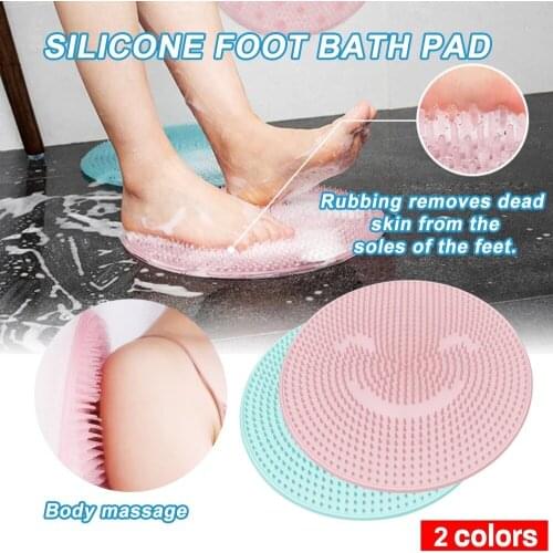 Bath Round Silicone Bath Massage Cushion Brush For Lazy Wash Feet Clean Dead Skin Bathroom Artifact Back Cushion Shower Foot