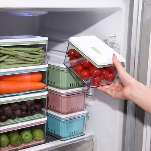 Kitchen Refrigerator Organizer Food Storage Box Container with Lid Clear Fridge Organizers Freezer Container Seal Fresh Box