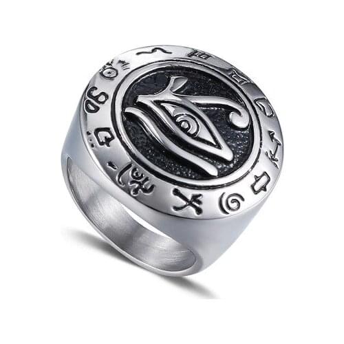 Wholesale Eye Of Horus Silver Gold Plated Men 316 Stainless Steel Casting Ring