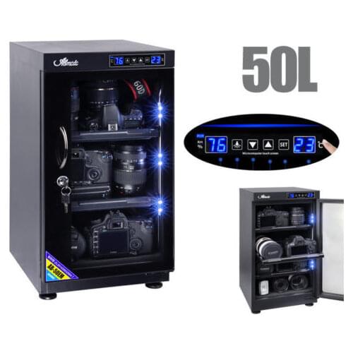 Upgrade Touch Screen Digital Dehumidify Dry Cabinet Box For SLR Camera Lens 50L