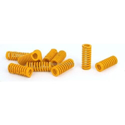 8mm OD 20mm Long Light Load Stamping Compression Mould Die Springs Yellow 10pcs