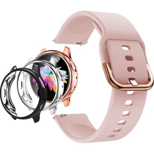 Silicone Sport Wristband For Samsung Galaxy Watch Active 2 44mm 40mm Band With 3 Pack Watch Case For Galaxy Watch Active 2 Cover