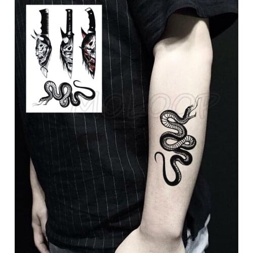 Tattoo Sticker Snake Knife Anime Prajna Mark Cartoon Element Temporary Fake Tatoo for Women Men Body Art