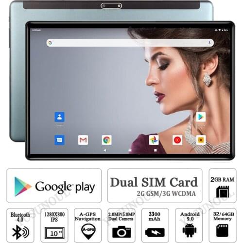 Hot Sales Ultra Slim 10 inch Tablet PC Quad Core 2GB RAM 32GB ROM 2.5D Tempered Glass 5.0MP Camera Android 9.0 Tablet 10.1" WiFi