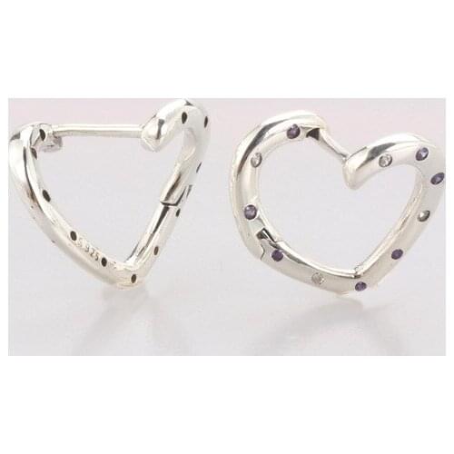 Original S925 Sterling Silver Pan Earring New Bright Heart Love Earrings For Women Wedding Gift Fashion Jewelry