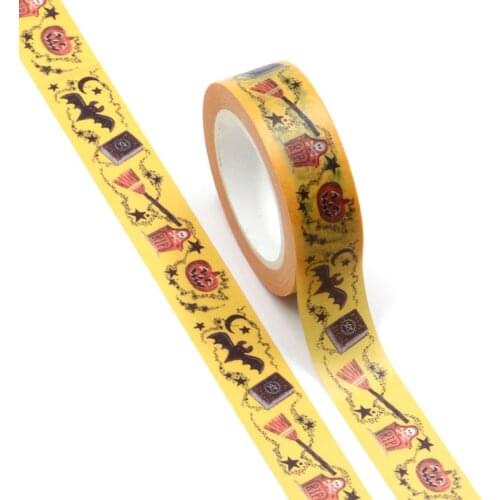 1X NEW Halloween pumpkin Bat broom stars moon design washi tape stationery Adhesive Tape Scrapbooking tape masking tape stickers
