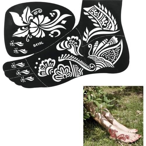 1pc Hot Disposable Waterproof Flowers Pattern Temporary Tattoo for Women Left Foot Art Henna Stencil Decal Tattoo Sticker S416L