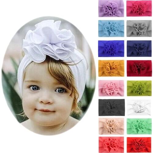 1Pcs Flower Baby Headband Headwrap Baby Girls Hair Bands Elastic Turban Wide Solid Color Hairband Baby Hair Accessories